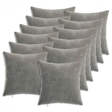 Kissenbezug 12 pcs HEERLEN Dunkelgrau 40x40 cm Chenille-Stoff