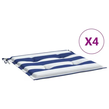 Gartenstuhl-Kissen 4 Stk. Blau & Wei� Gestreift 50x50x3cm Stoff