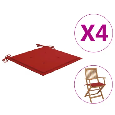 Gartenstuhl-Kissen 4 Stk. Rot 40x40x3 cm