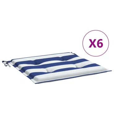 Gartenstuhl-Kissen 6 Stk. Blau & Wei� Gestreift 50x50x3cm Stoff