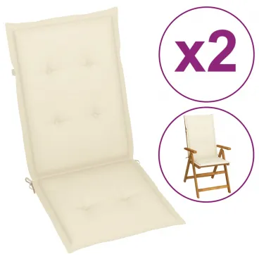 Gartenstuhlauflagen 2 Stk. Creme 120x50x3 cm
