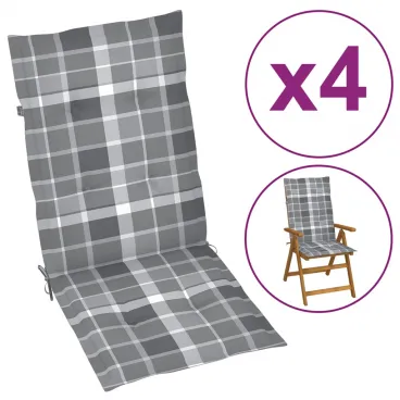 Gartenstuhlauflagen 4 Stk. Grau Karomuster 120x50x3 cm