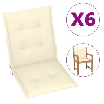 Gartenstuhlauflagen 6 Stk. Creme 100x50x3 cm