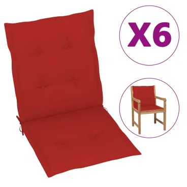 Gartenstuhlauflagen 6 Stk. Rot 100x50x3 cm Auflagen Sitzkissen Standard