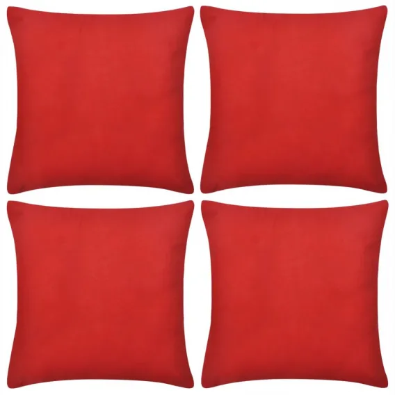 4 rote Kissenbezge Baumwolle 80 x 80 cm
