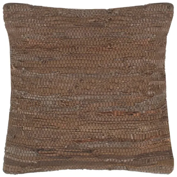 Kissen Chindi Braun 60 x 60 cm Leder und Baumwolle